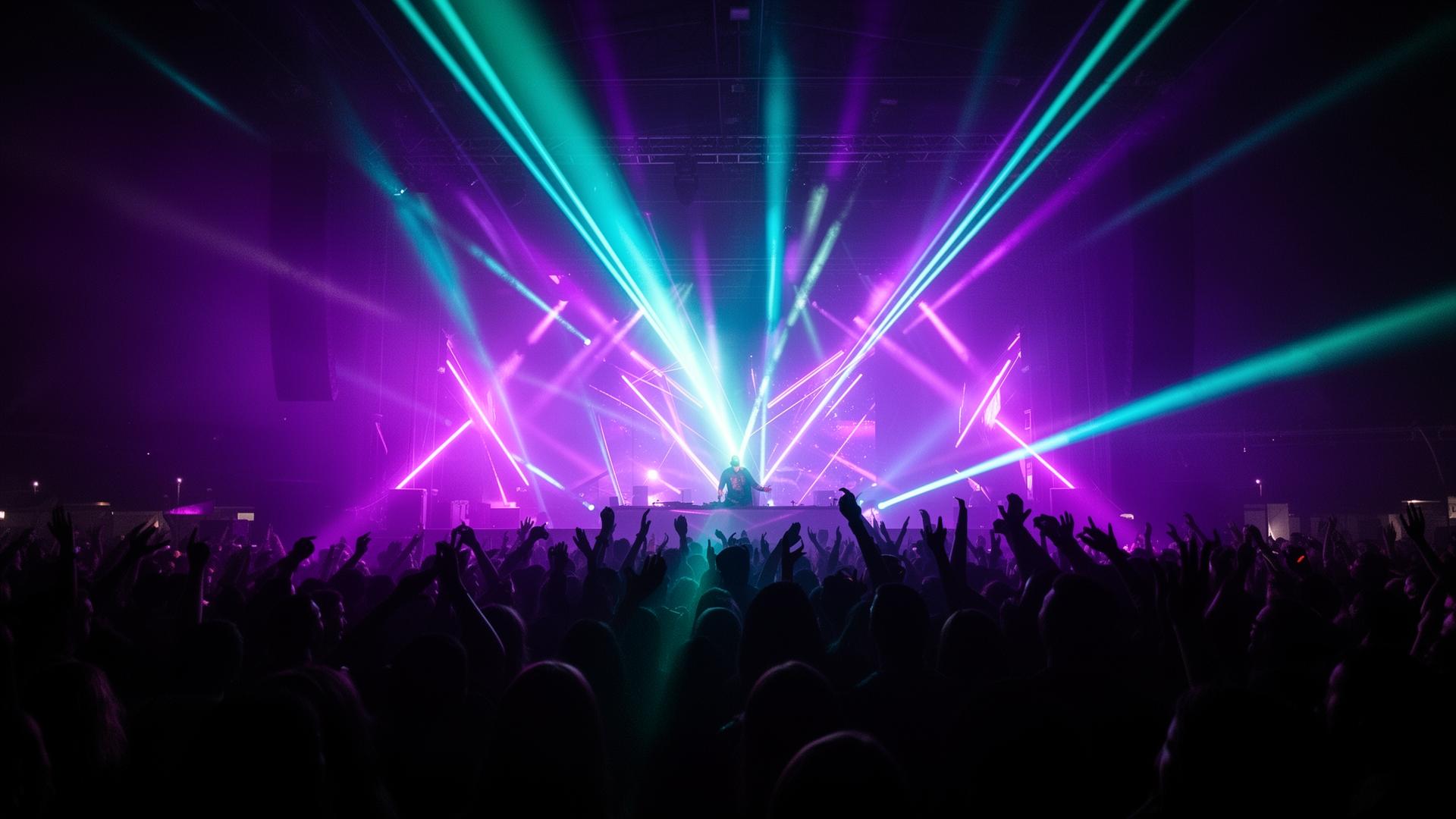DJ on stage with neon lights